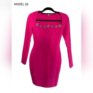 Elegant Pink Long Sleeve Dress